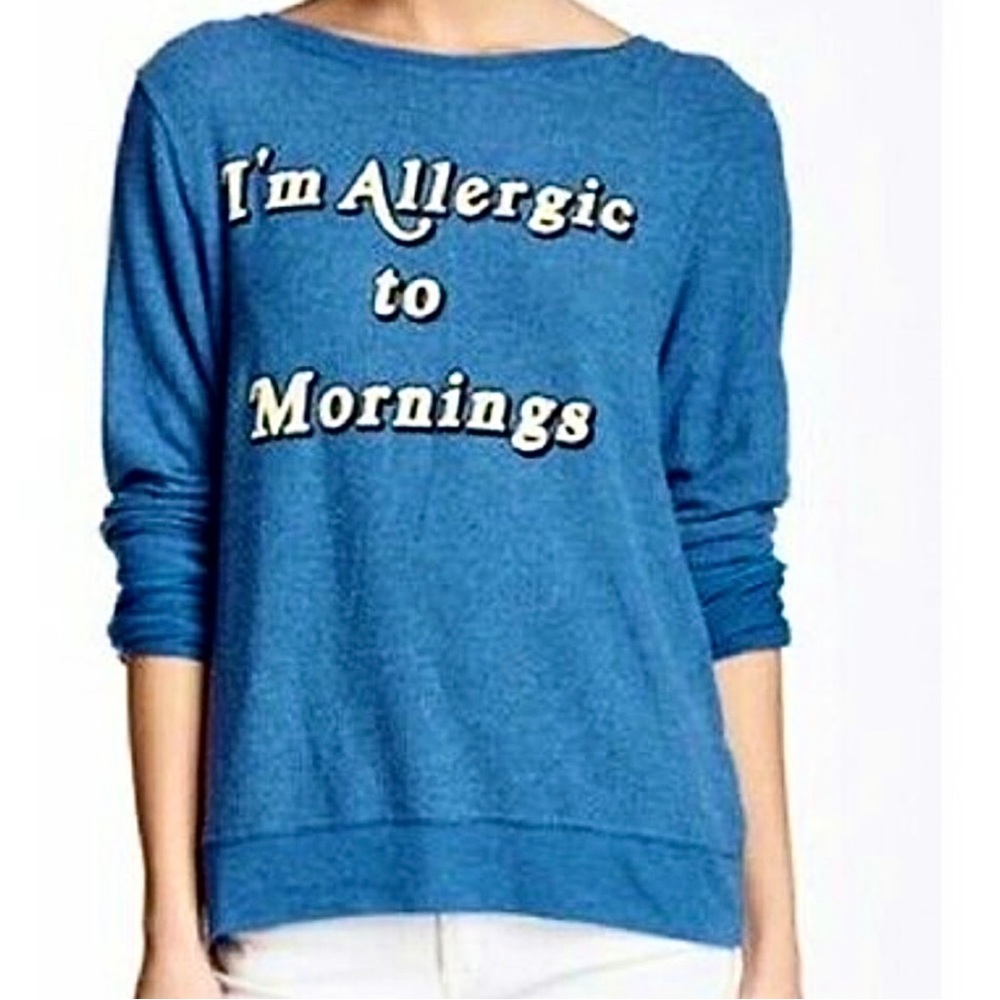 Women's Wildfox I’m Allergic To Mornings Baggy Beach Sweatshirt in blue